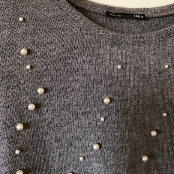 Soft Grey Pearled Sweater - Picture 3 of 3